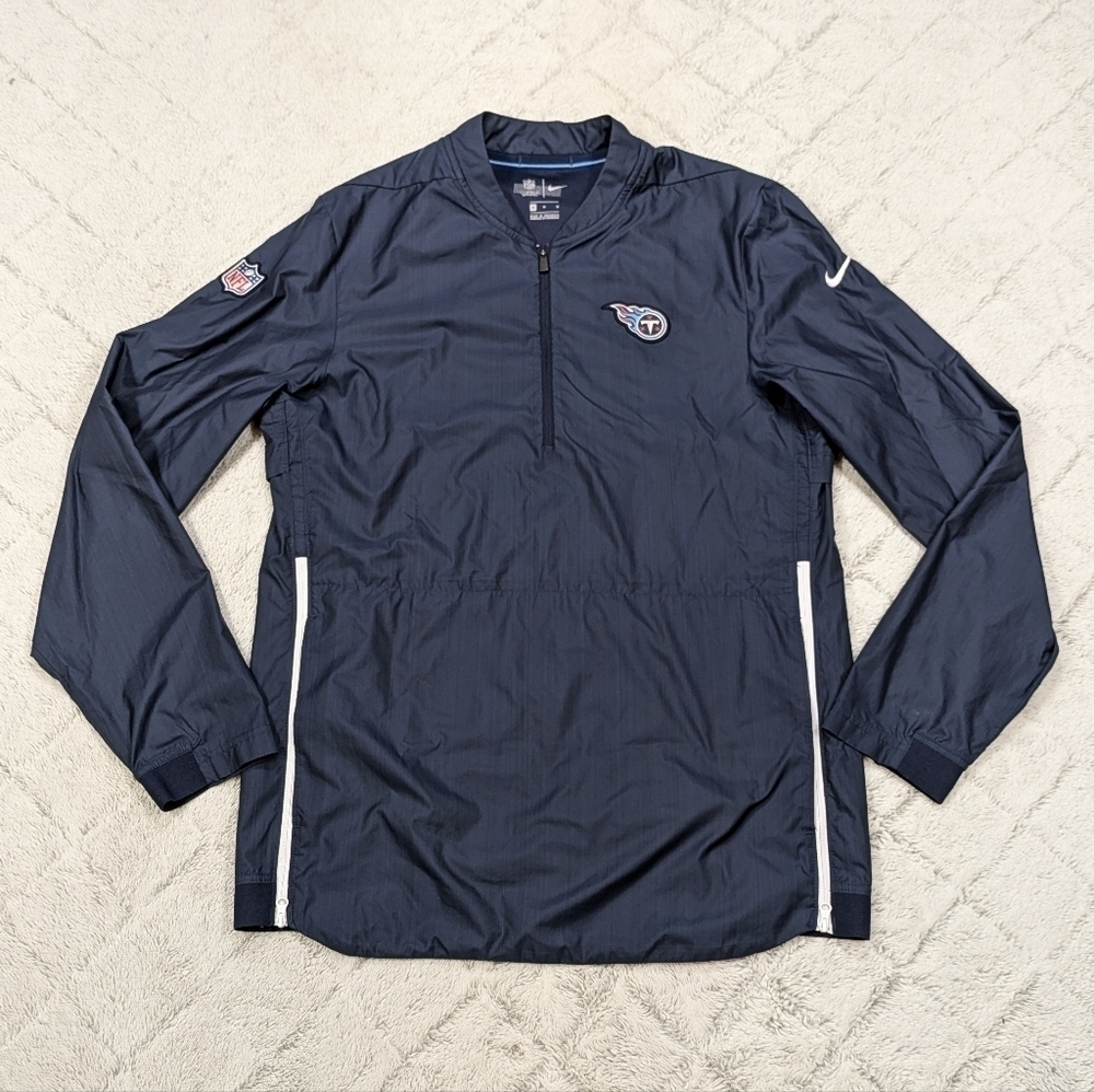 Nike Jacket Men's M Blue Tennessee Titans NFL On-Field ¼ Zip Windbreaker